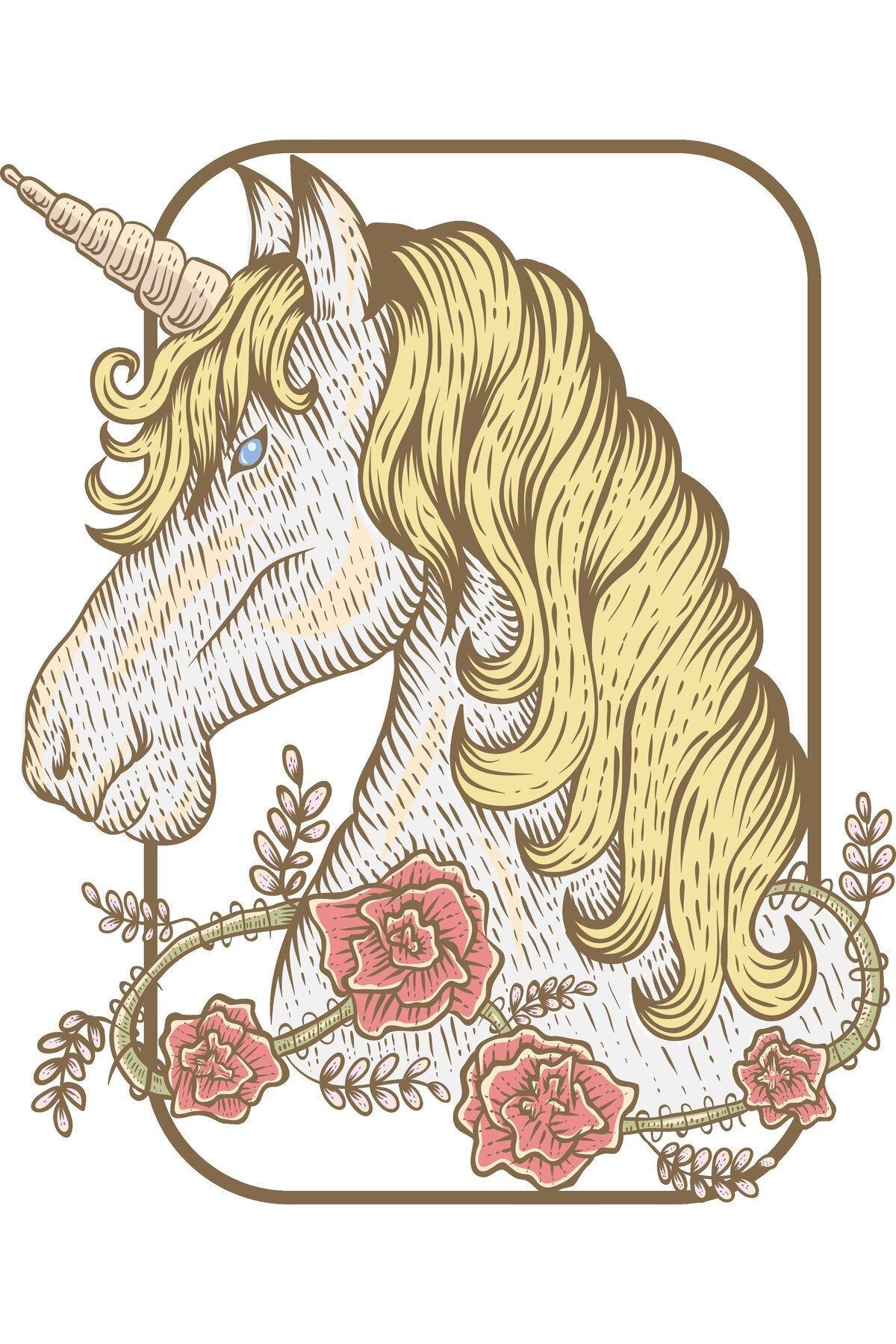 Çiçekli Unicorn Çizimli Zebra Perde – la-221