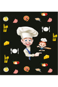 Şef Aşçı ve Pizza Malzemeleri Desenli Zebra Perde - aa-453