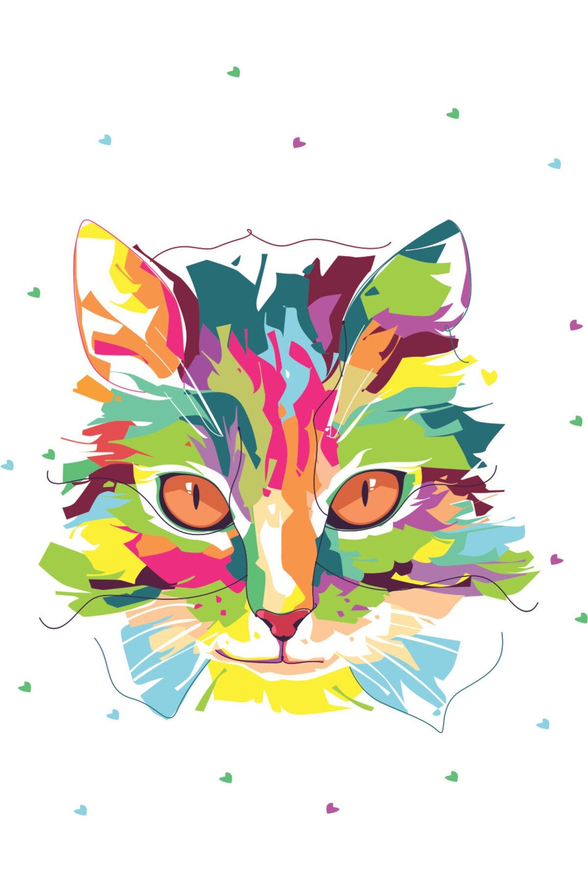Renkli Pop Art Kedi Portre Desenli Zebra Perde – la-182