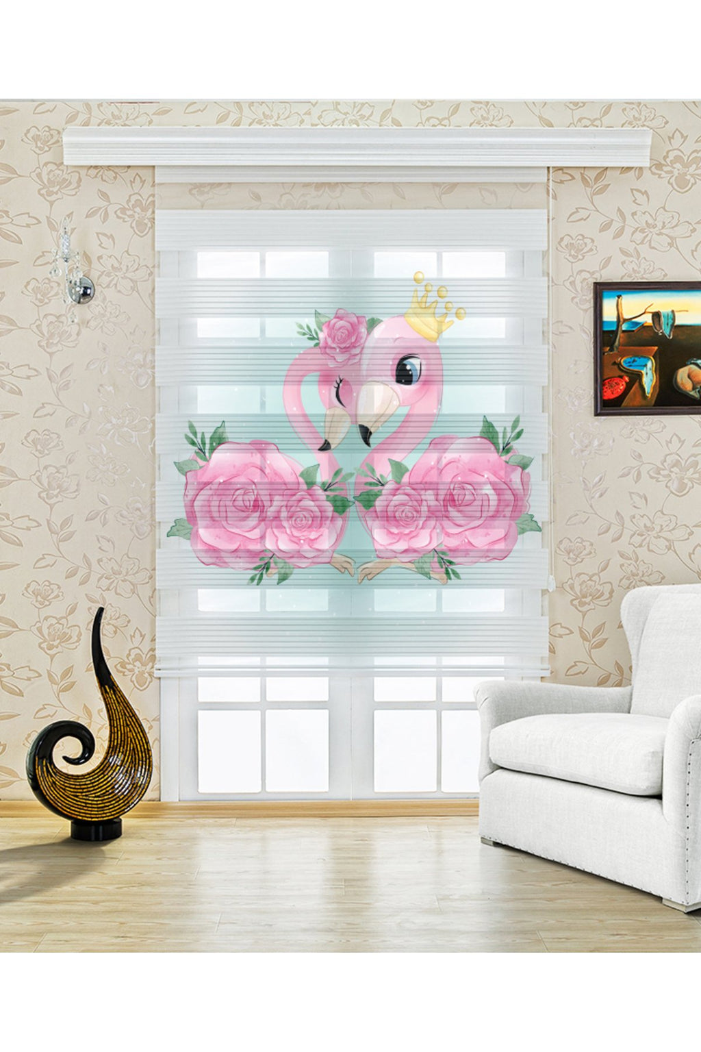 Çocuk odası Unicorn – Gül Desenli Unicorn Zebra Perde – YZN-371