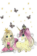 Çocuk Odası – Kız ve Unicorn Kelebekli Masal Temalı Zebra Perde – v-8040