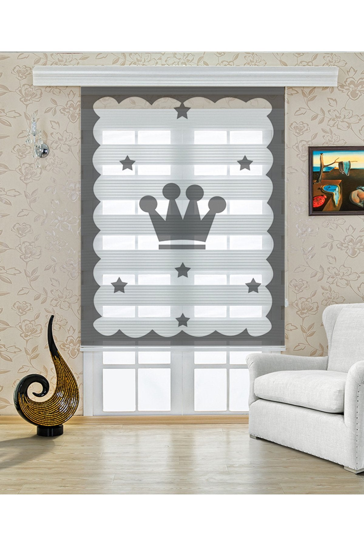 Çocuk odası - Yıldız Desenli Zebra Perde - YZN-237