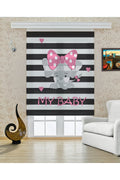 Çocuk odası – Pembe Kurdeleli Sevimli Fil “My Baby” Zebra Perde – YZN-320