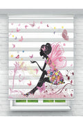 Pembe Kanatlı Peri Kızı Desenli Zebra Perde - YZN-L-285
