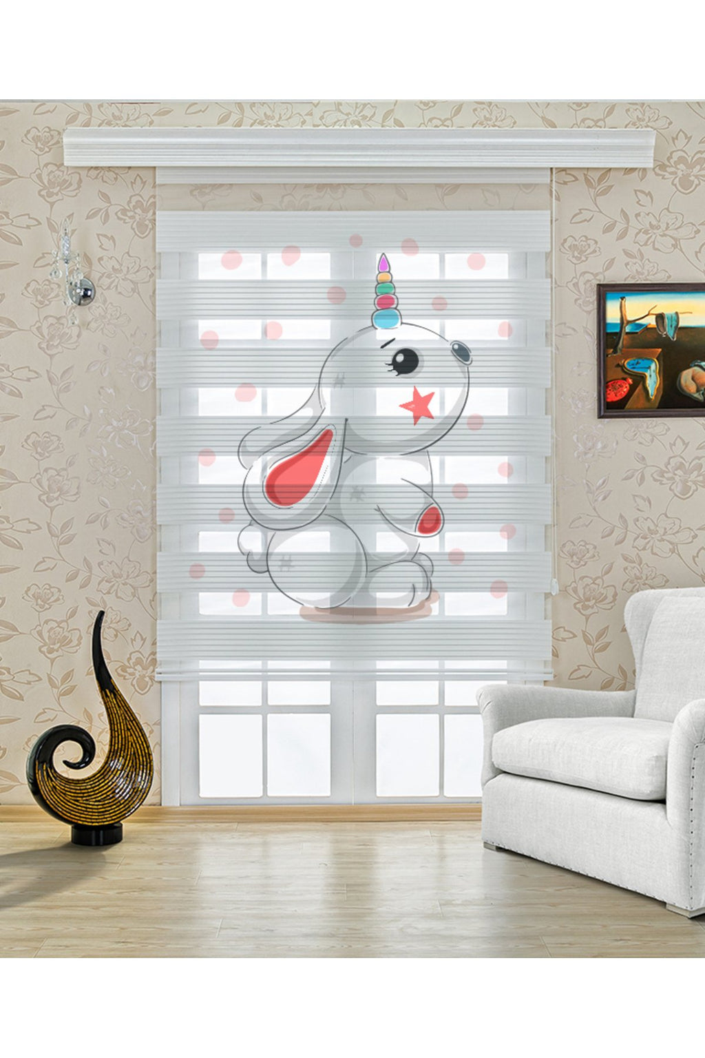 Çocuk odası - Unicorn Figürlü Zebra Perde - YZN-407