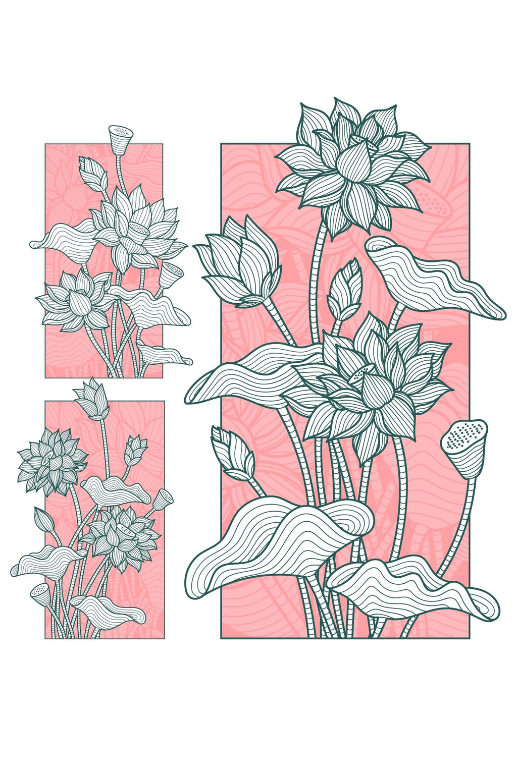 Pembe Zemin Üzerine Lotus Çiçeği Desenli Modern Zebra Perde – YZN-255