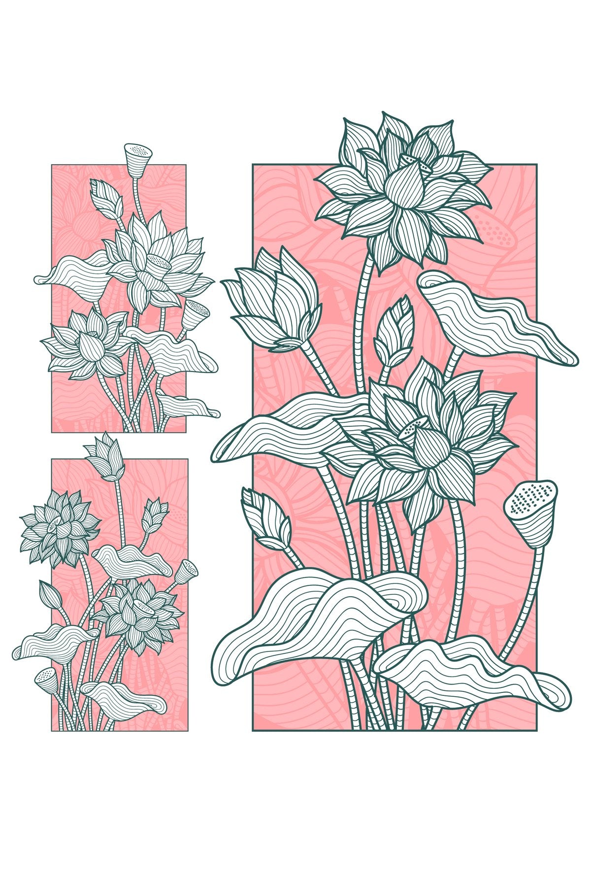 Pembe Zemin Üzerine Lotus Çiçeği Desenli Modern Zebra Perde – YZN-255