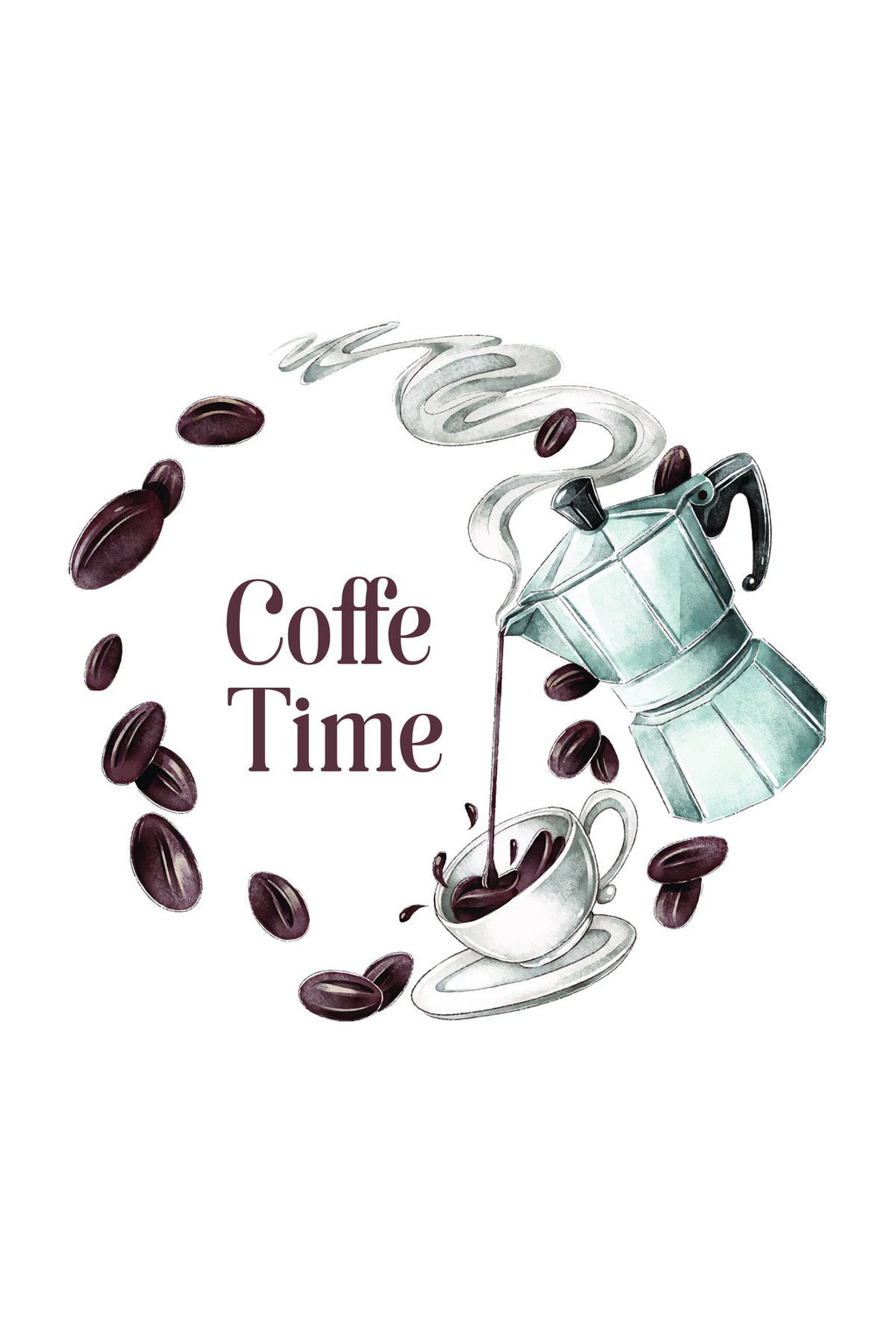 Mutfak – Coffee Time Moka Pot Desenli Zebra Perde – YZN-769