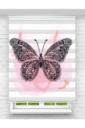Çocuk odası – Pembe Kelebek Desenli Zebra Perde – YZN-178
