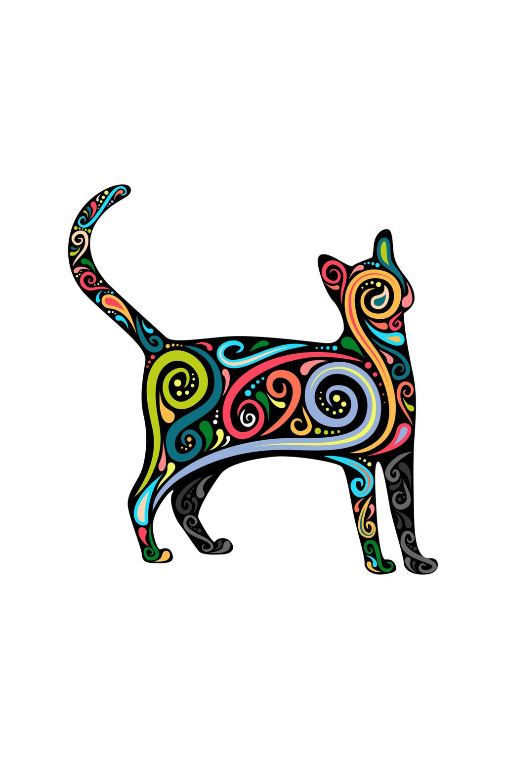 Çocuk Odası – Renkli Kedi Desenli Eğlenceli Zebra Perde – YZN-289
