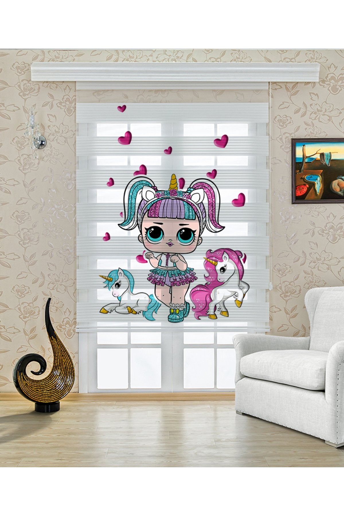 Çocuk odası - LOL Bebek Unicorn Zebra Perde - YZN-449