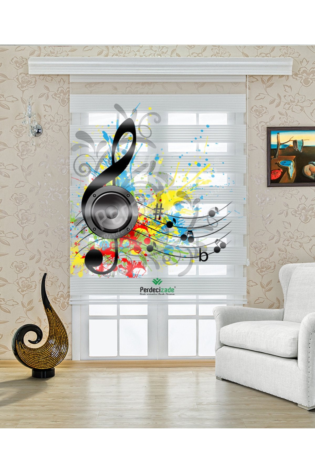 Renkli Notalı Müzik Temalı Zebra Perde – YZN-716