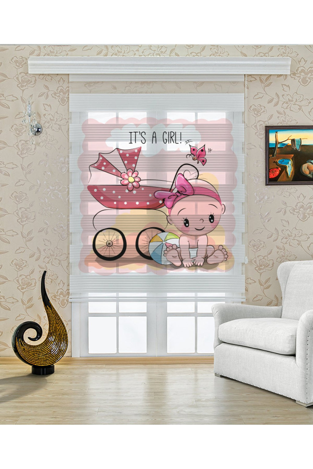 Çocuk odası - It's a Girl Bebek Arabası Zebra Perde - YZN-406
