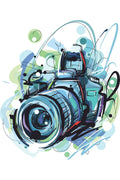 Sanatsal Renkli Fotoğraf Makinesi Çizim Zebra Perde – foto