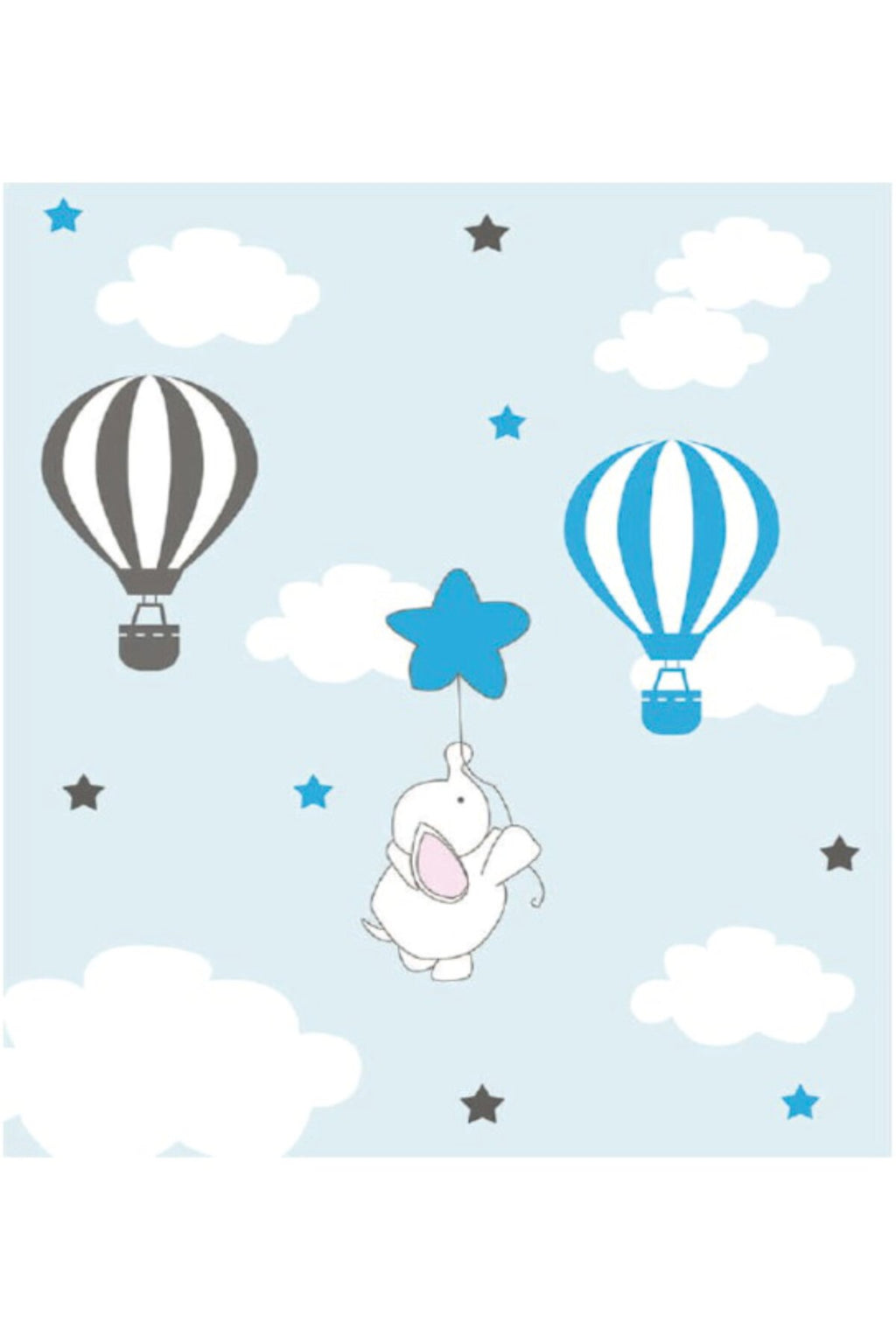 Çocuk Odası Balonlu Fil ve Bulut Desenli Zebra Perde – aa-566