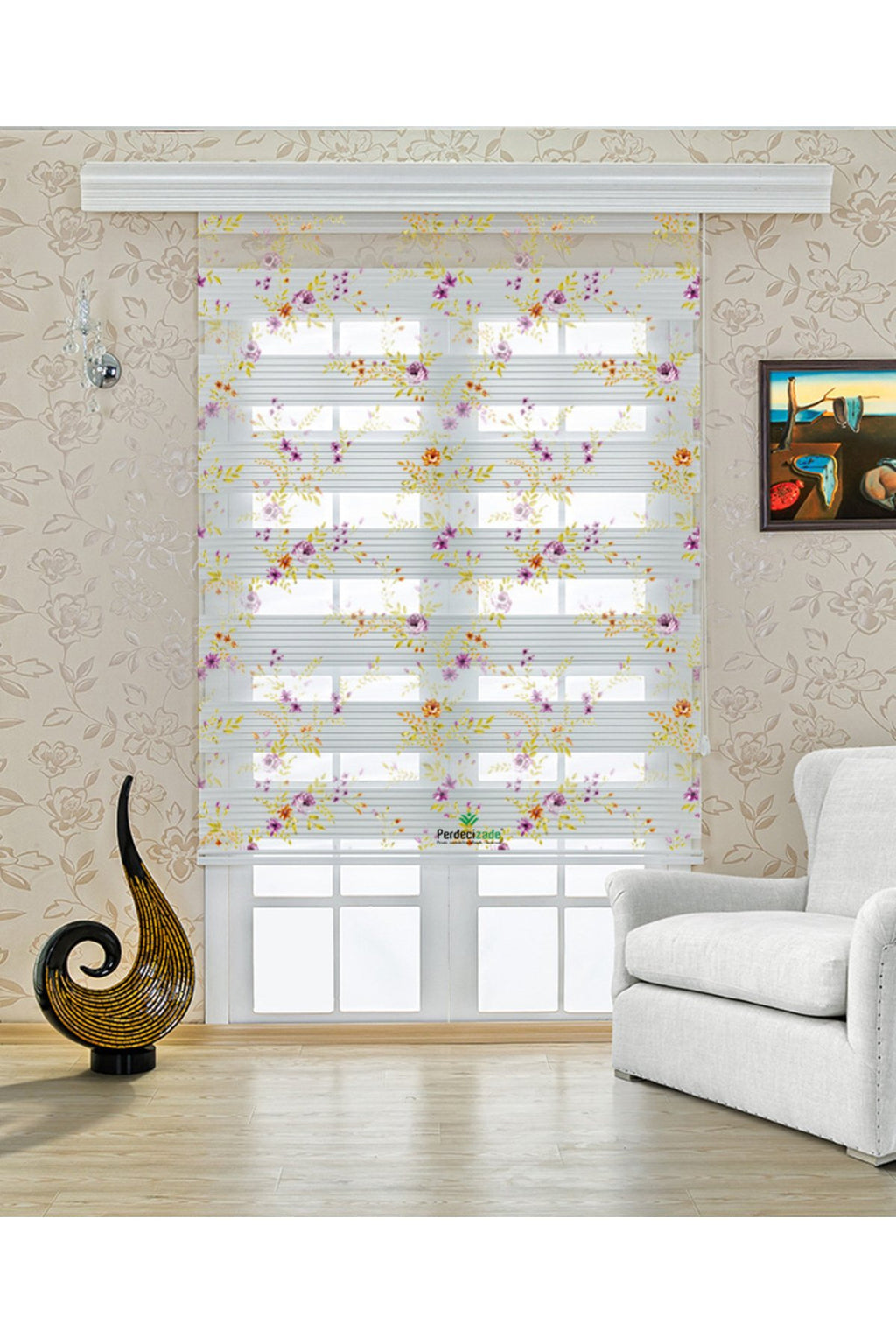 Renkli Bahar Dalları Desenli Modern Zebra Perde – YZN-537