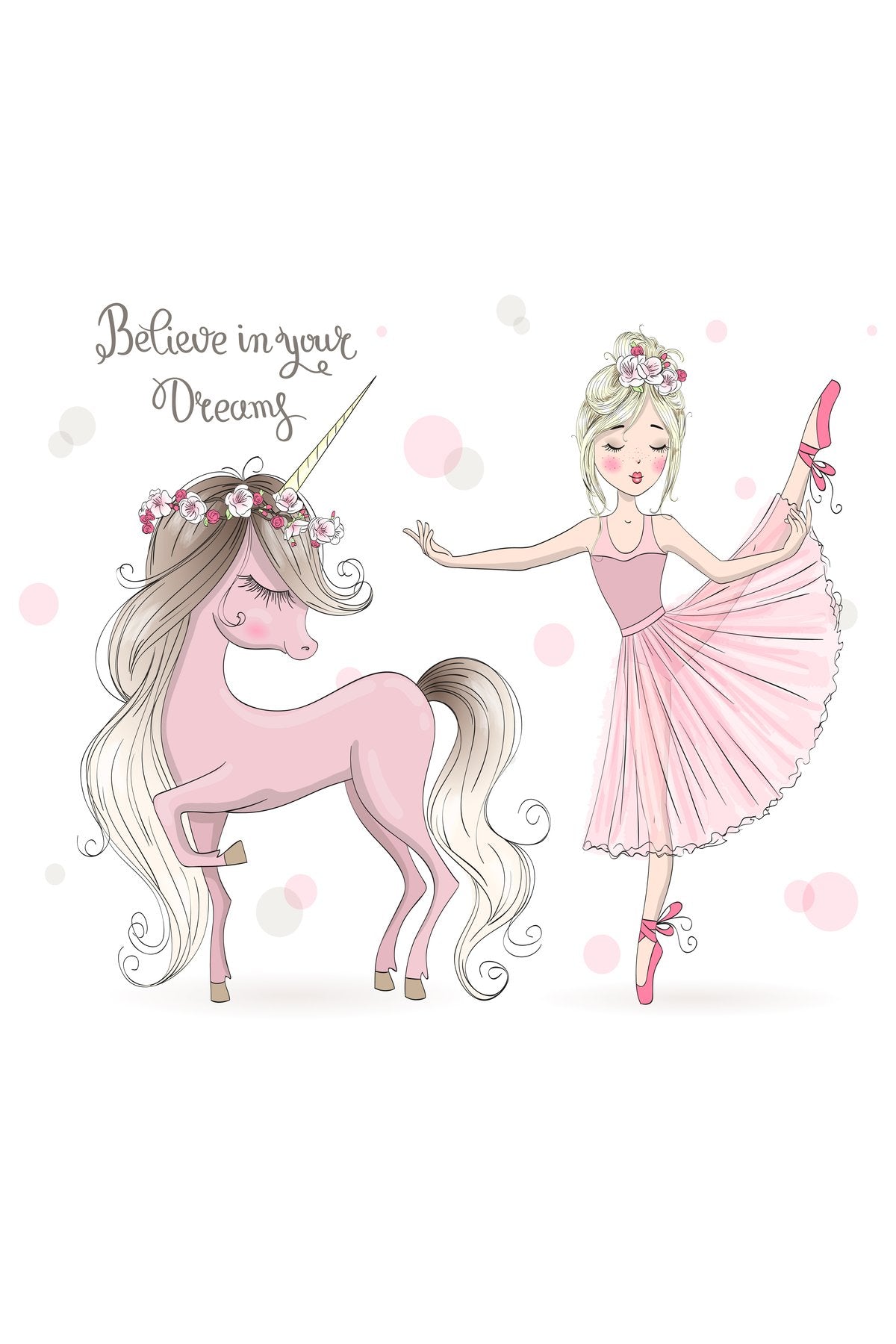 Unicorn ve Balerin Kız Desenli Zebra Perde - YZN-L-284