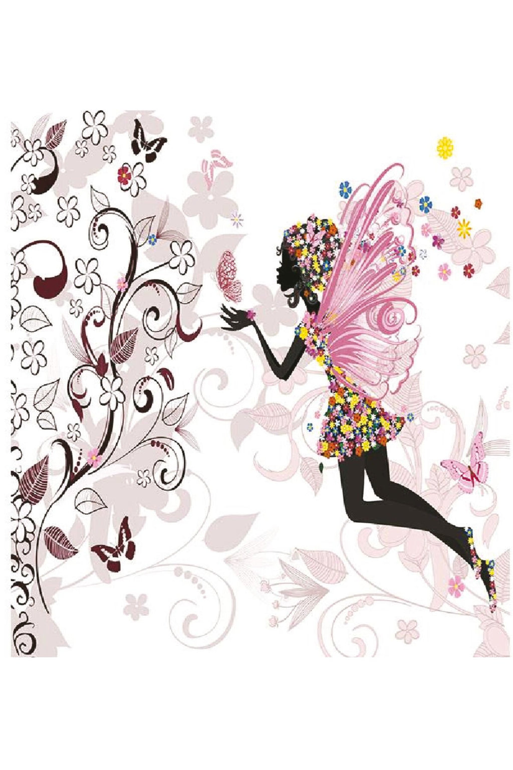 Çocuk Odası Pembe Kanatlı Peri ve Kelebek Desenli Zebra Perde – aa-702