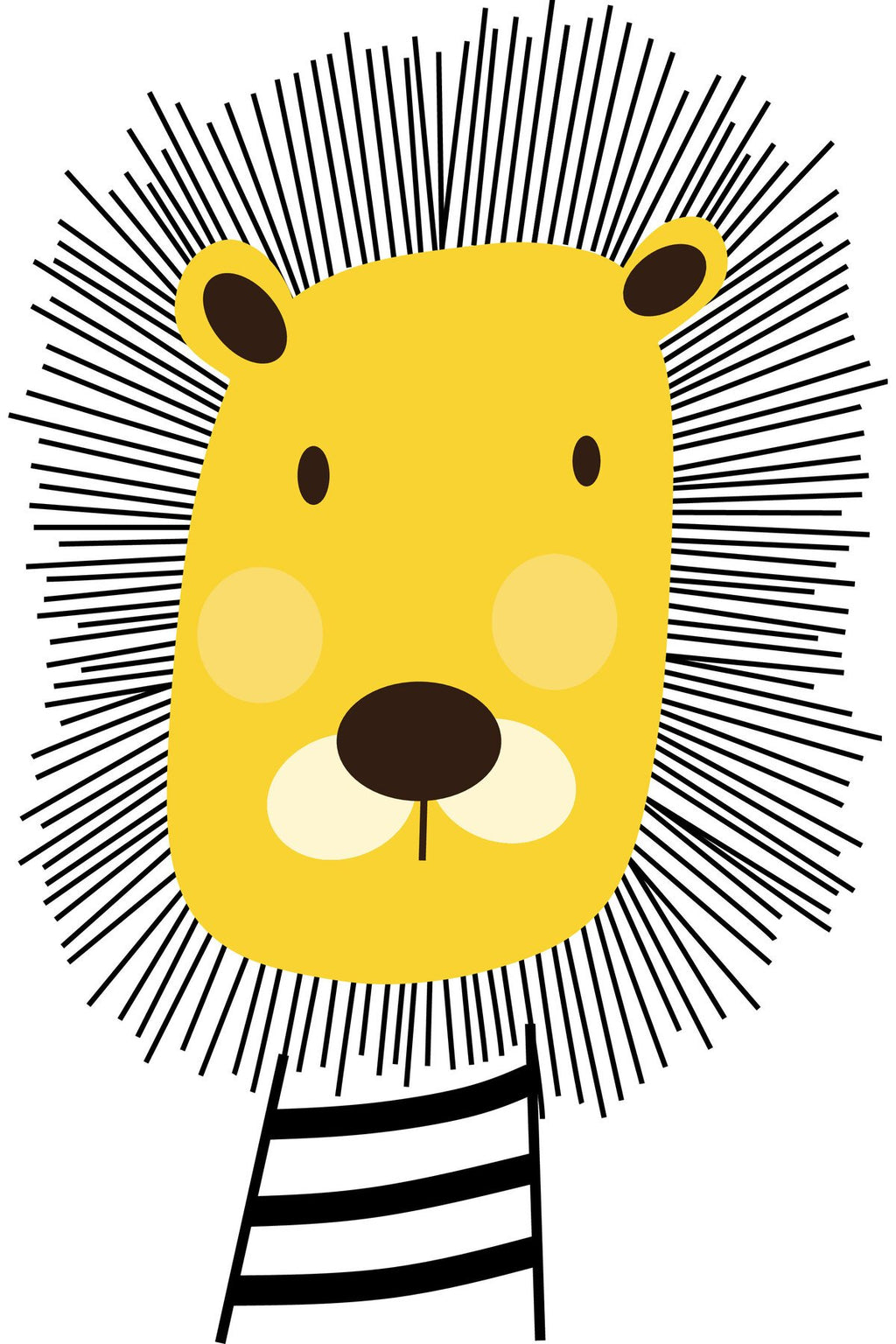 Çocuk odası- Sevimli Sarı Aslan Kafası Desenli Zebra Perde - 414-aslan