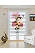 Çocuk odası - Sevimli Uğur Böceği ve Çiçek Desenli Zebra Perde - YZN-735