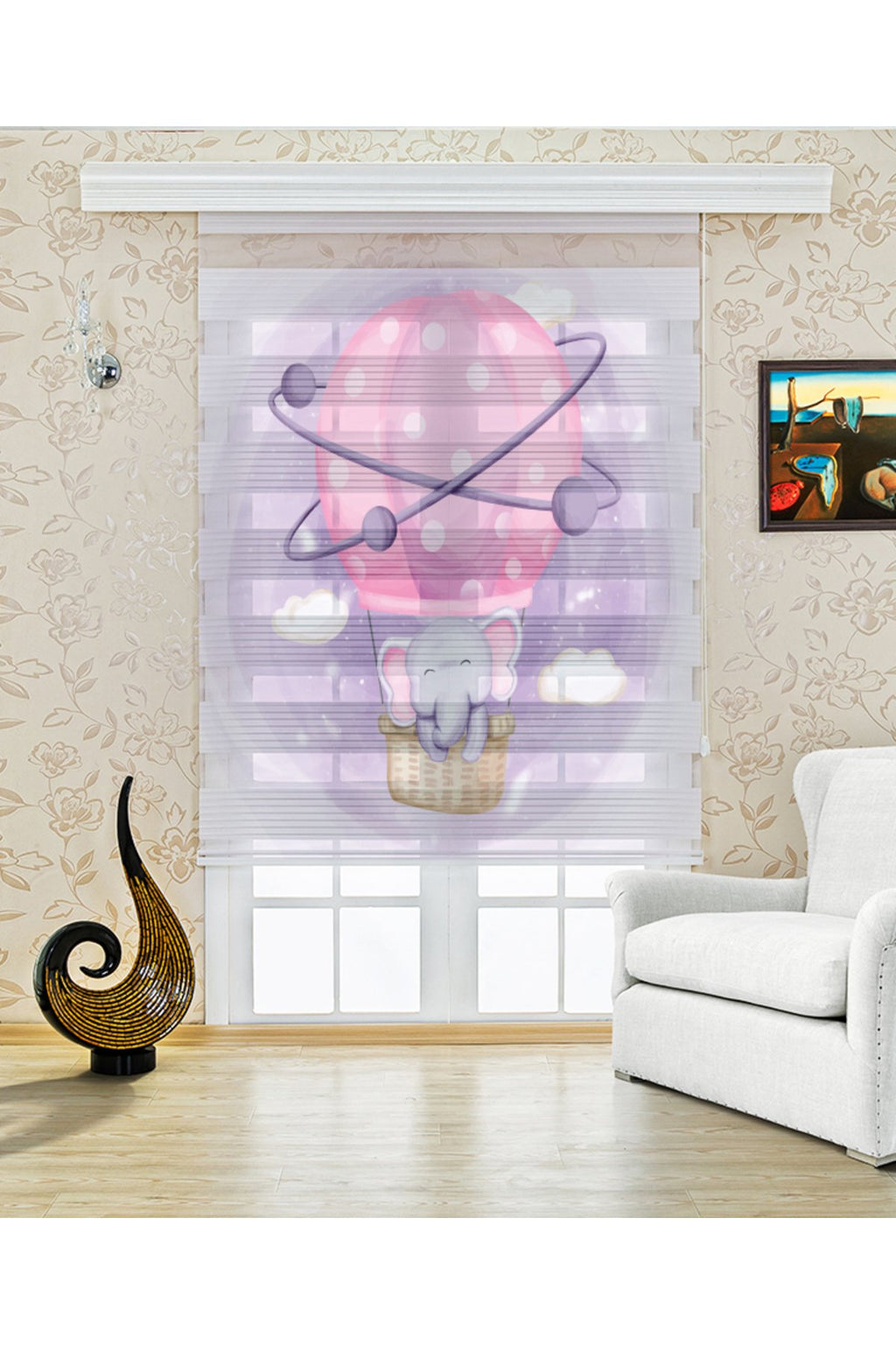 Çocuk odası Balon – Pembe Sıcak Hava Balonu Zebra Perde – YZN-354