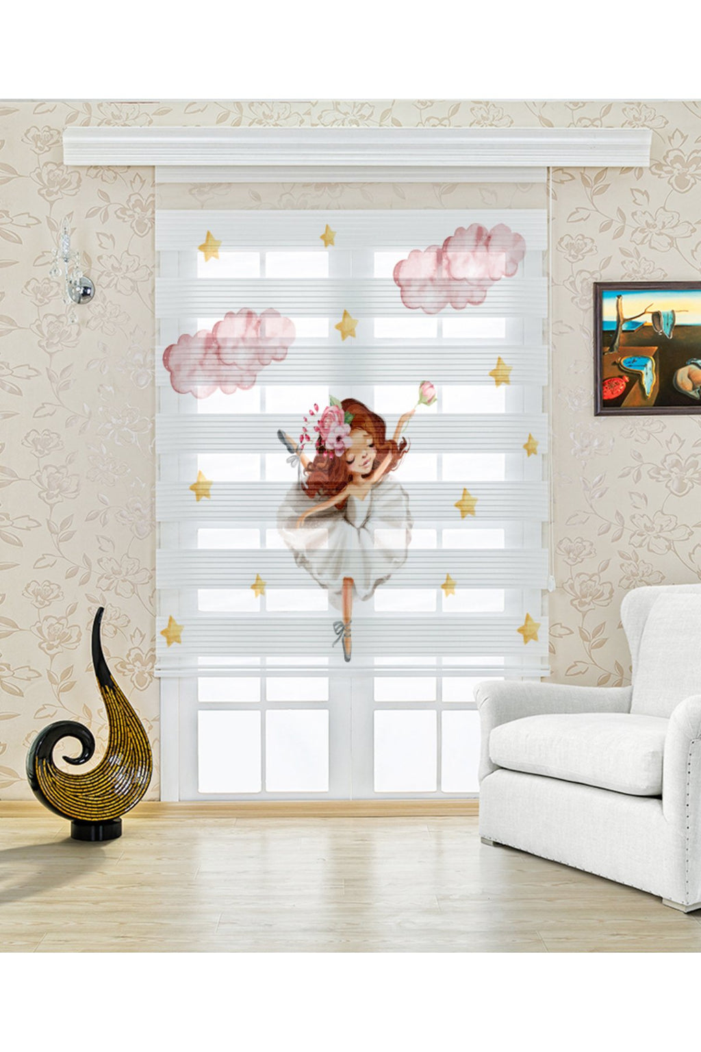Çocuk odası Balerin – Uçuşan Tül Etekli Dansçı Zebra Perde – YZN-341