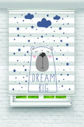Çocuk odası- Penguen ve Dream Big Yazılı Yıldızlı Zebra Perde - YZN-L-304