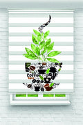 Yaprak ve Kahve Çekirdeği Saksi Desenli Zebra Perde – YZN-1024