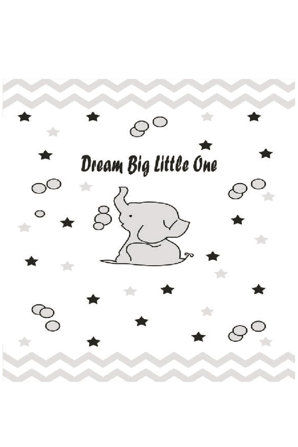 Dream Big Little One Yazılı Fil Desenli Zebra Perde - aa-429