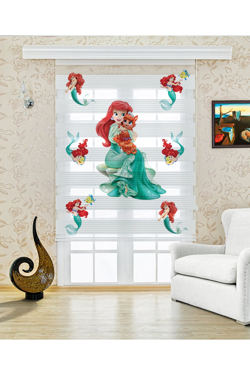 Çocuk odası Ariel – Küçük Deniz Kızı Temalı Zebra Perde – YZN-363