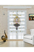 Çocuk odası - Little Princess Yazılı Kız Figürlü Zebra Perde - YZN-568